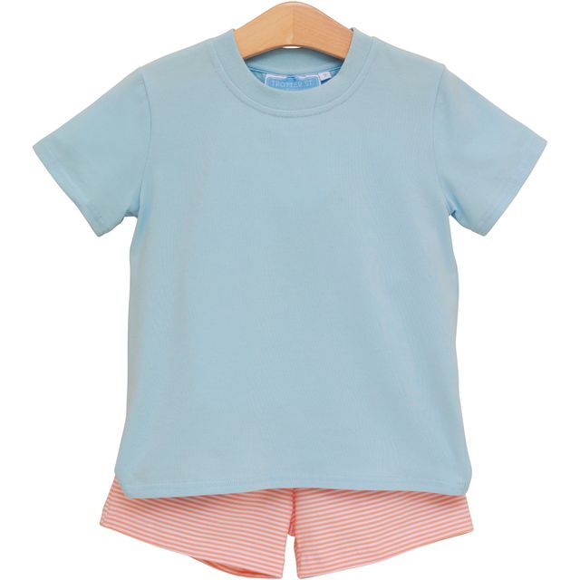 Shephard Short Set- Coral Stripe/Light Blue