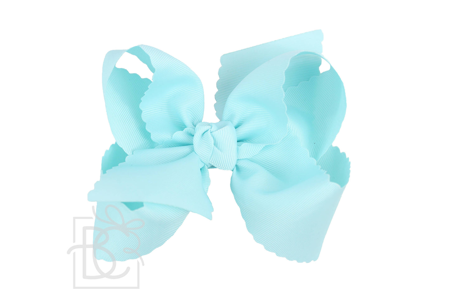 SCALLOPED EDGE BOW: Powder Pink / 4.5" Large - 1.5" Ribbon on Alligator Clip