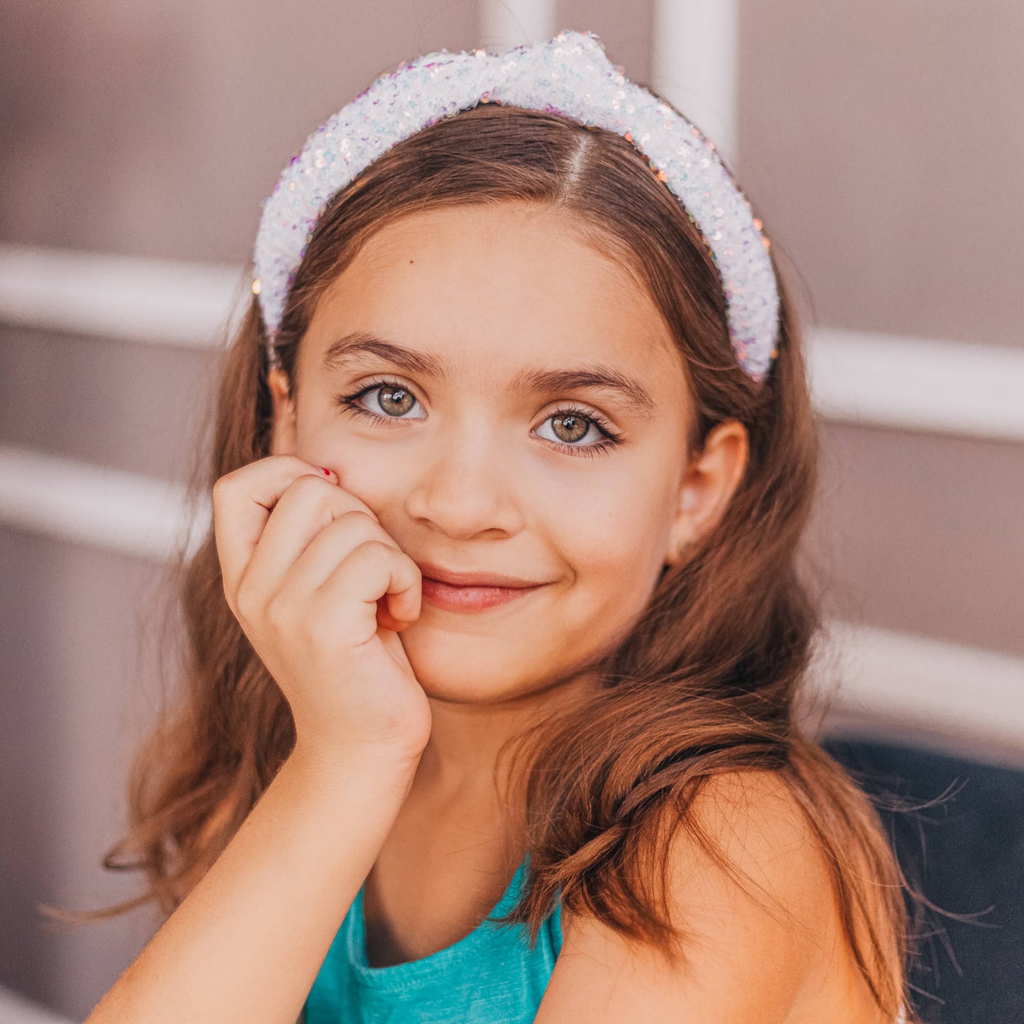Kids Knot Headband - Sequin Knotted Hair Band Accessories: Gold