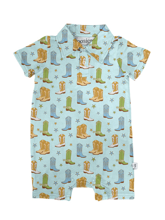 Cowboy Boots & Stars - SS Polo Romper