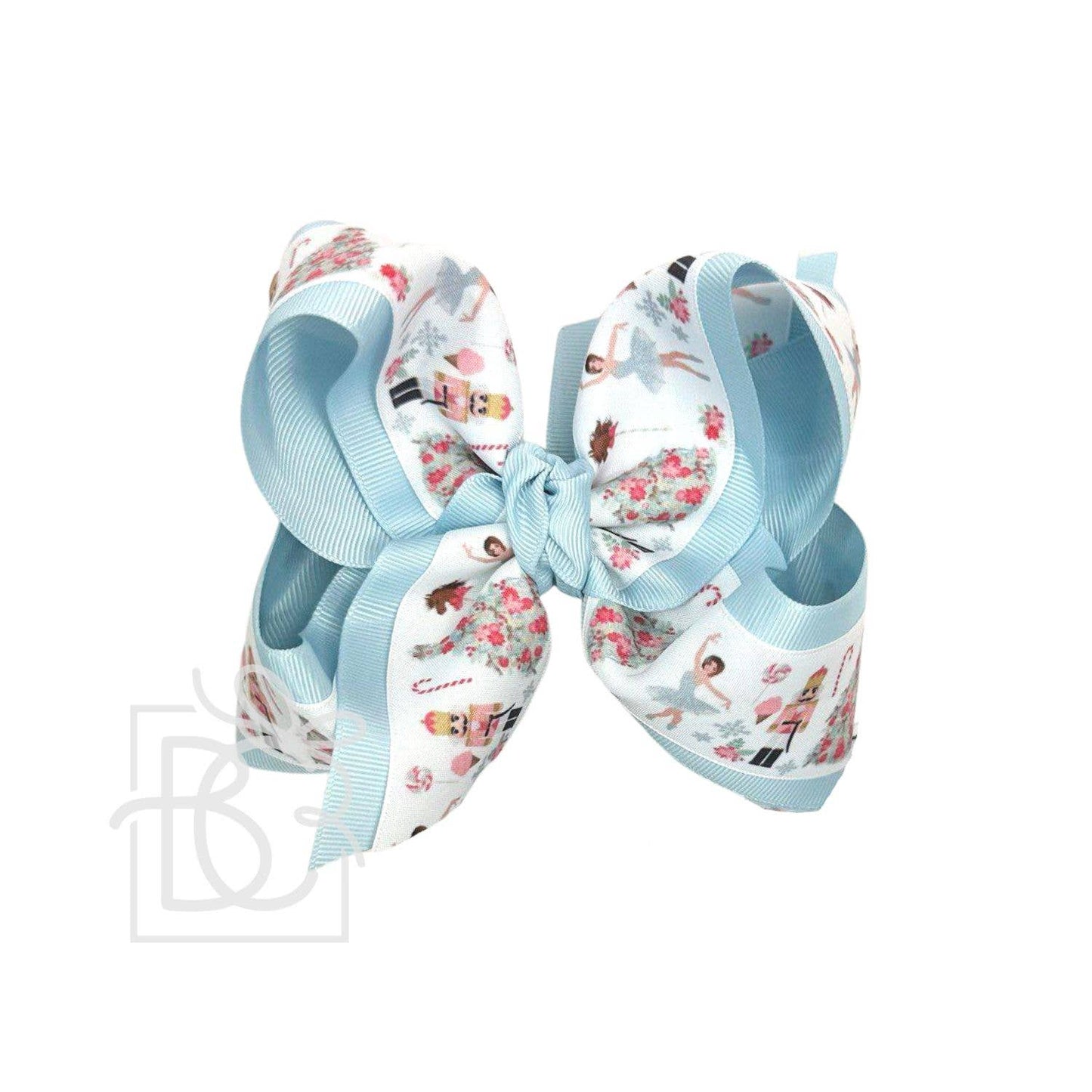 Layered Christmas Nutcracker Pastel Bow on Alligator Clip: Light Pink / 5.5" Huge