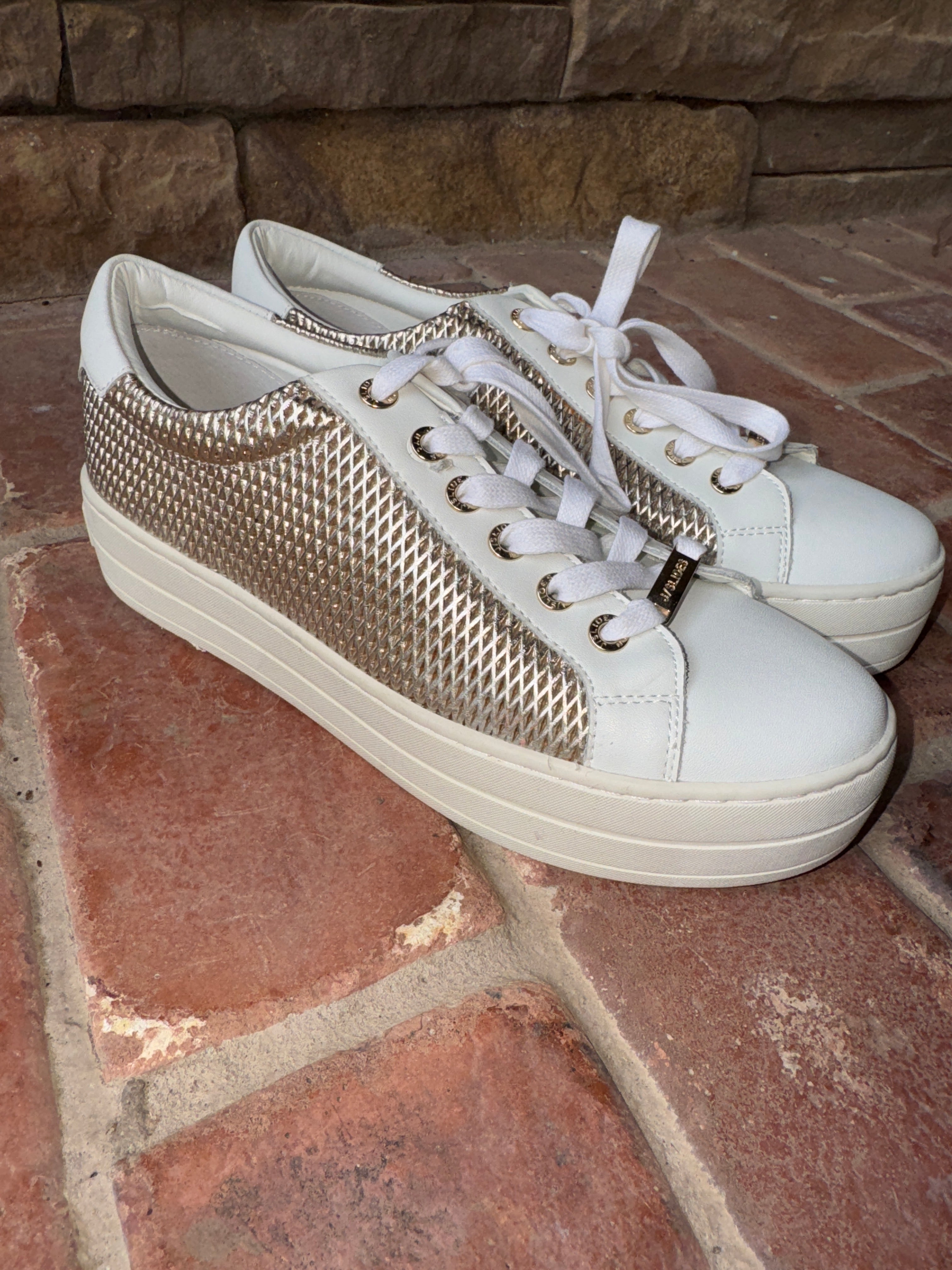 J Slides Platform Sneaker Gold Size 7.5