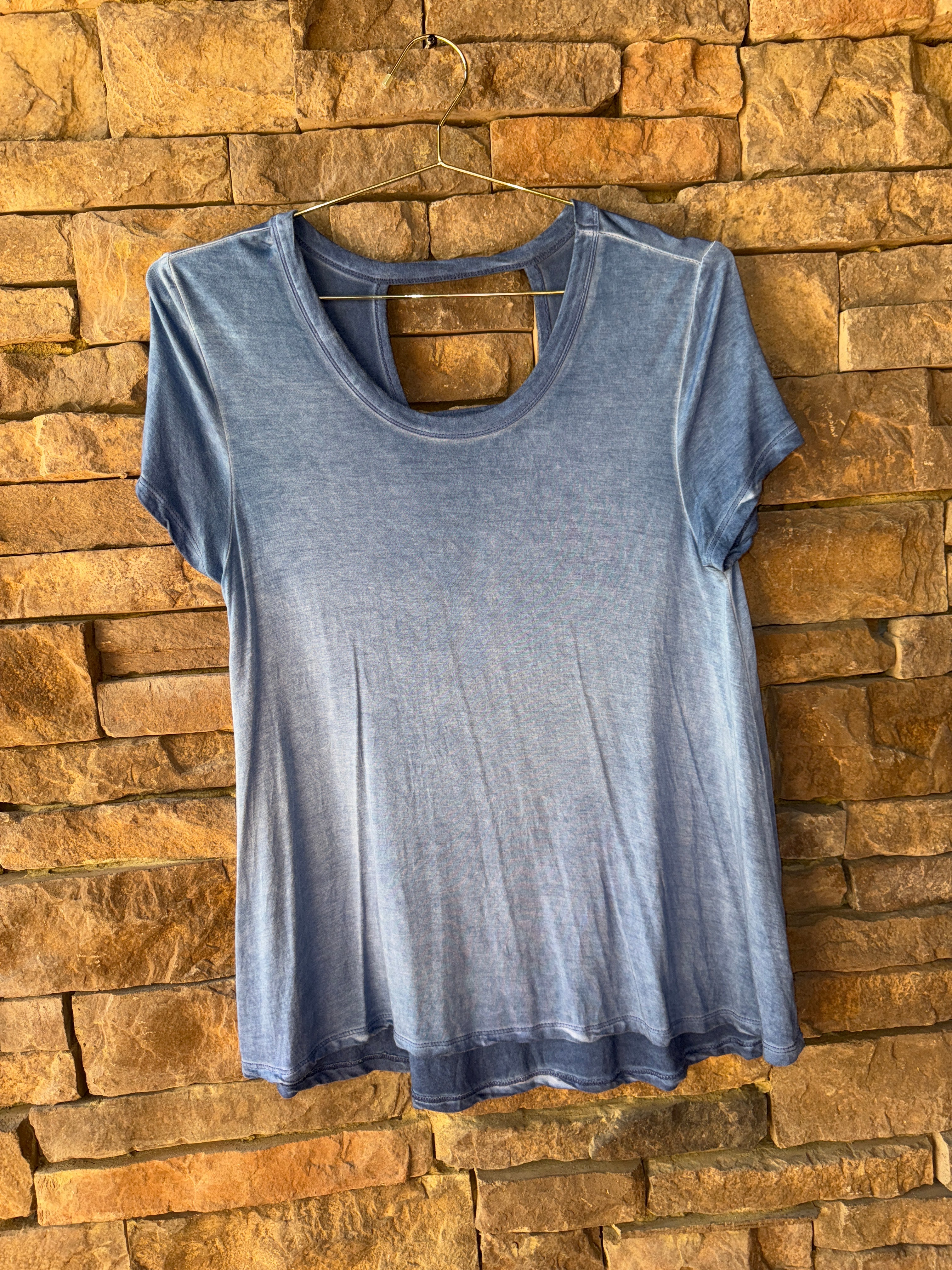 Olive +Oak Blue Flowy Top S