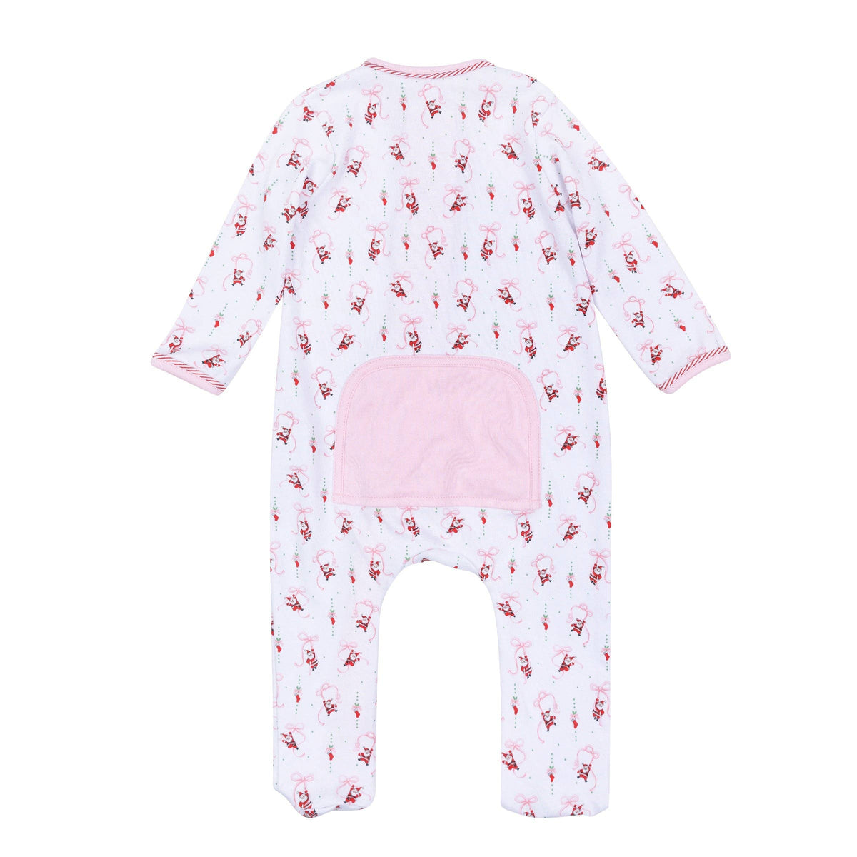 Jolly Ribbons Print Ruffle Zip Footie