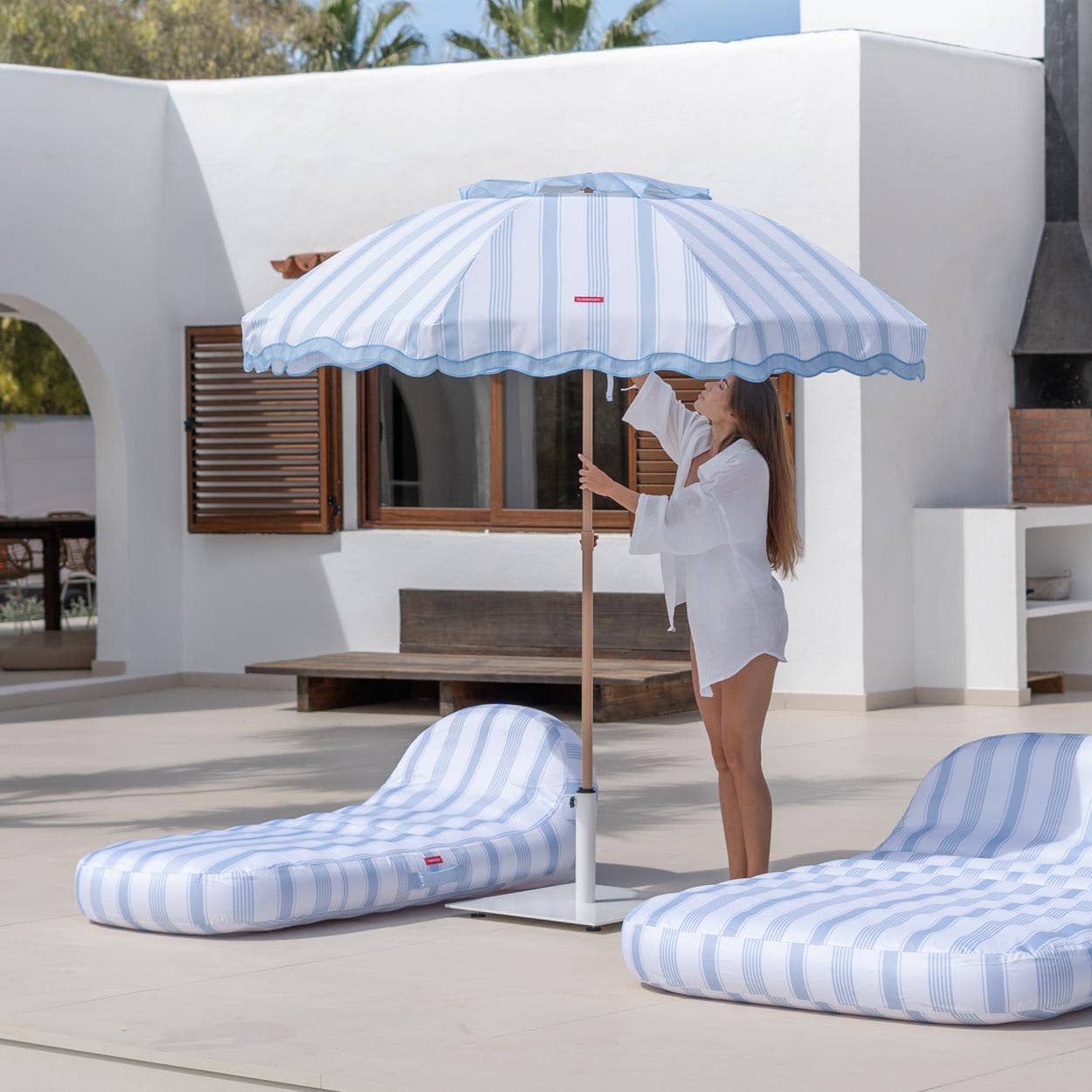 Premium blue beach umbrella