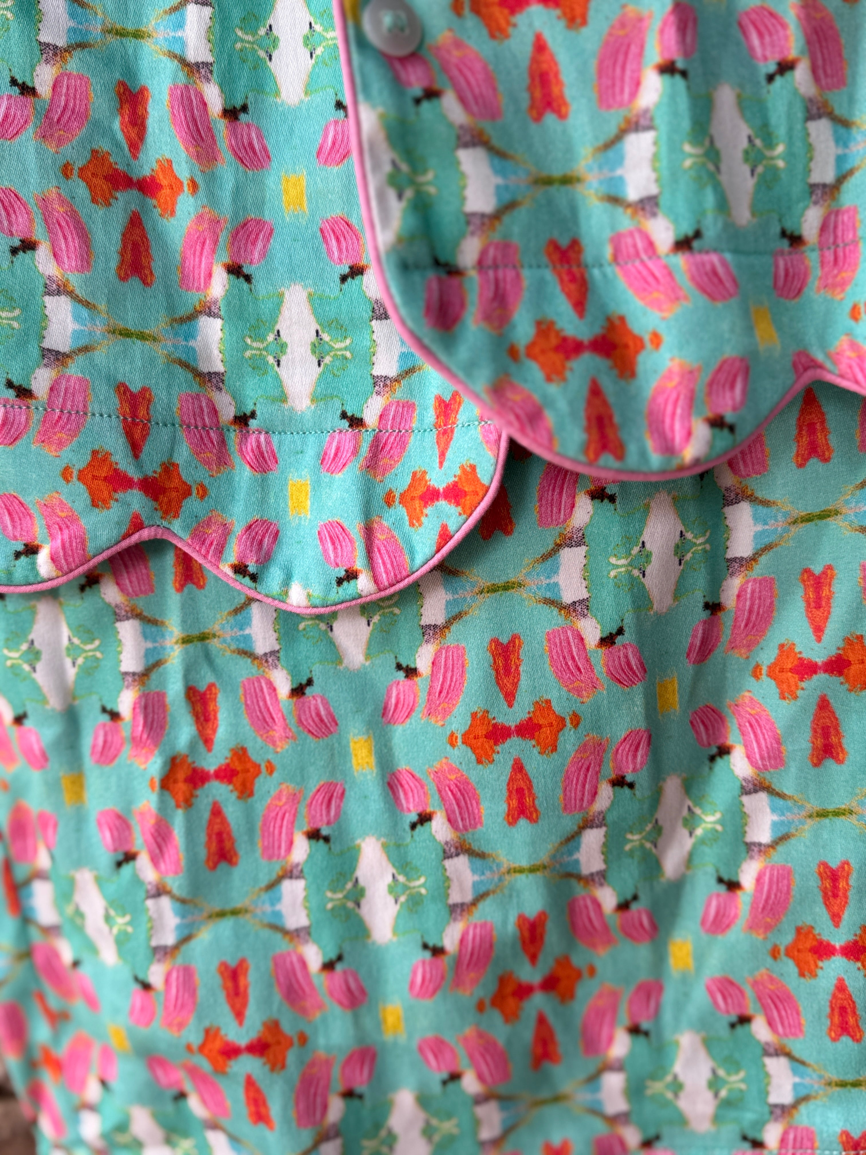 Brooks Ave Scalloped Pajama Set - Birds of Paradise M