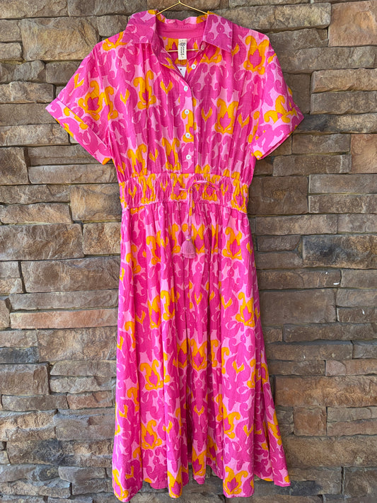 Uncle Frank PinkOrange Maxi Print Dress S