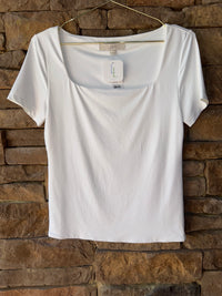 Loft White Everyday Fitted Top Ss M