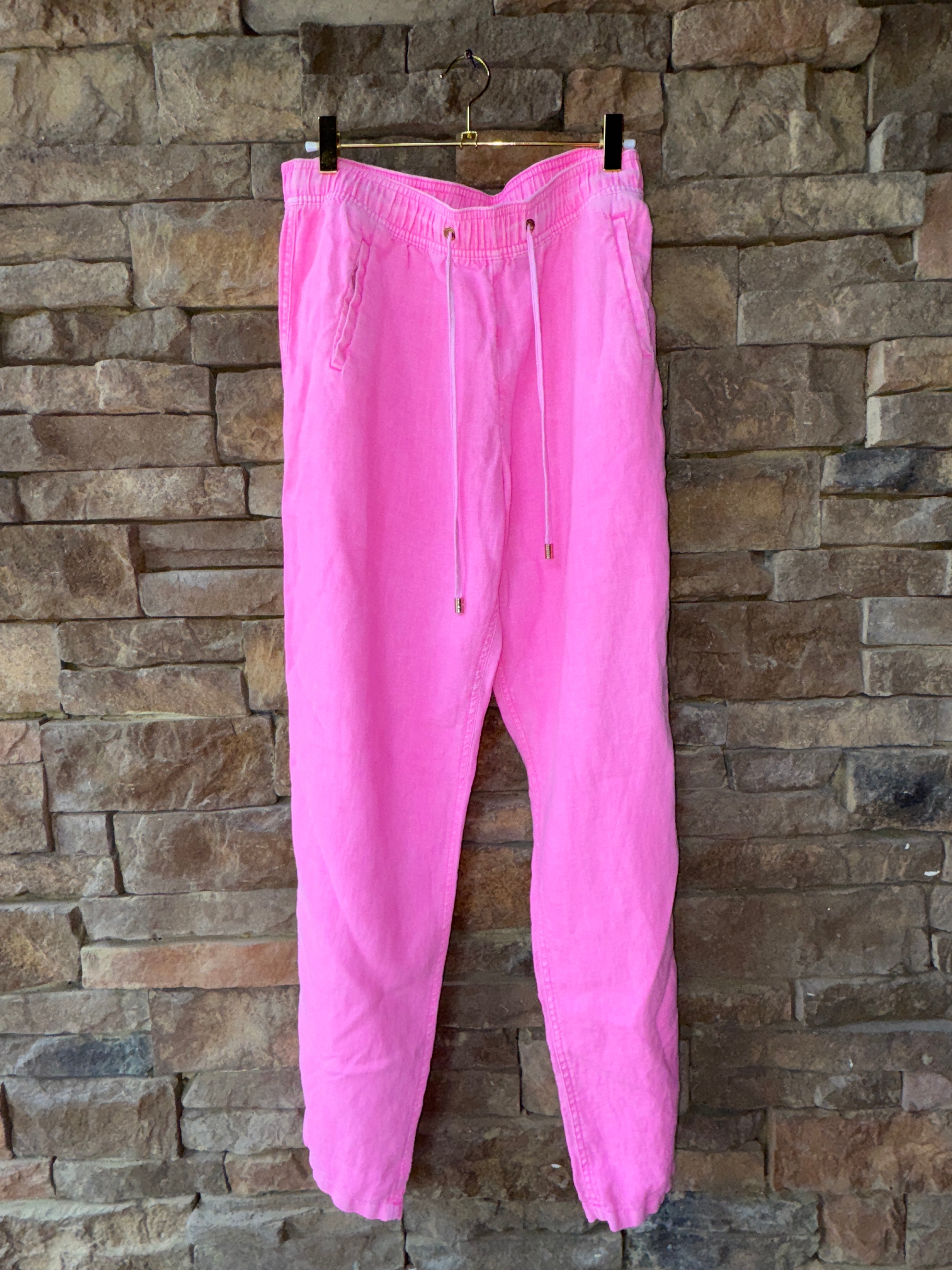 Lilly Pulitzer Wide Leg Bright Pink Linen Pant L