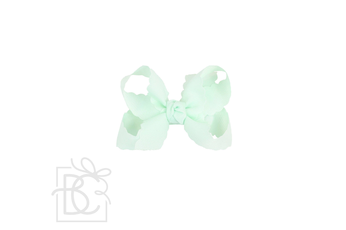 SCALLOPED EDGE BOW: Powder Pink / 4.5" Large - 1.5" Ribbon on Alligator Clip