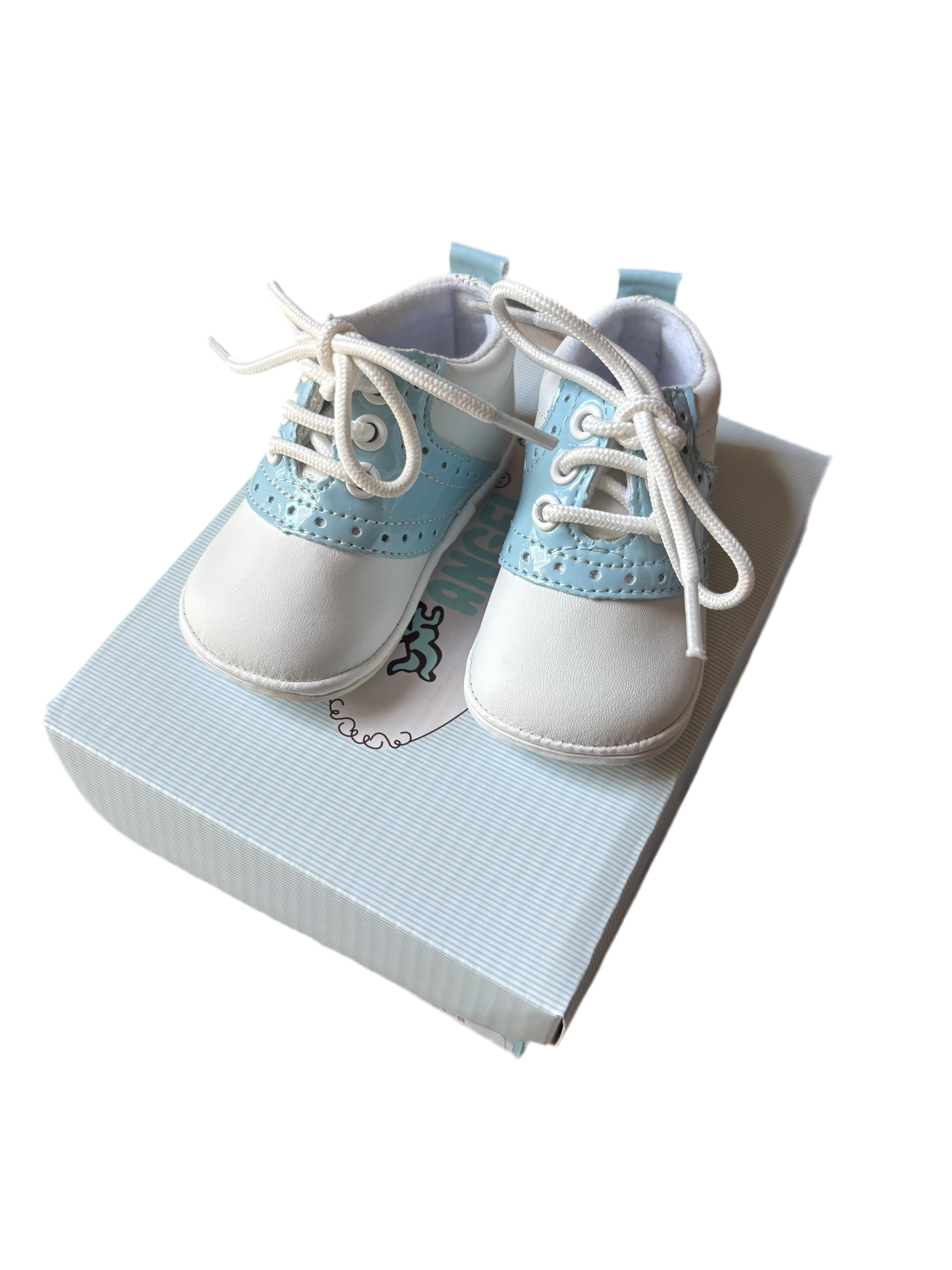 Angel Baby Shoes White and Blue Size 1