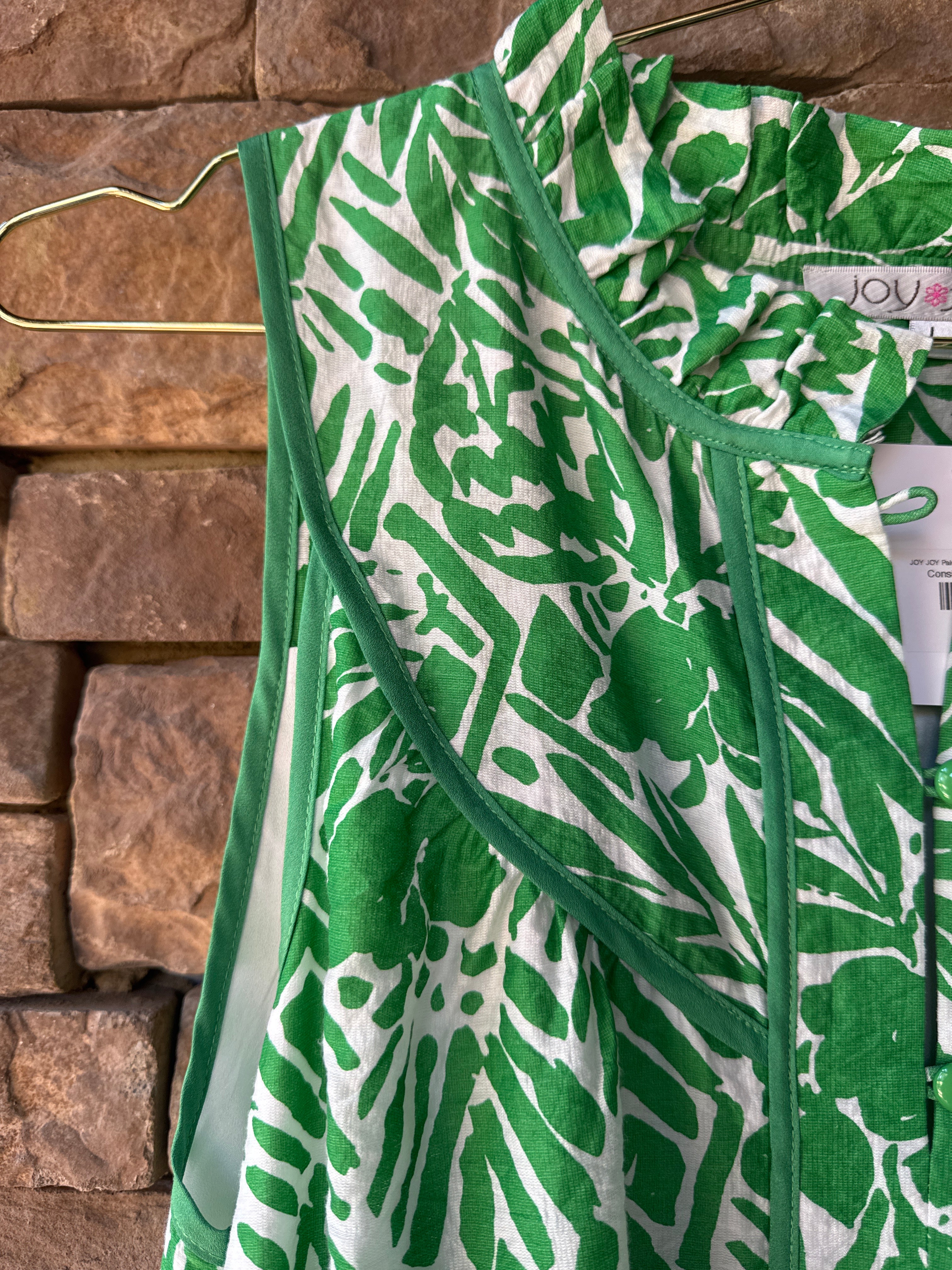 JOY JOY Palm Leaf Swing Dress L (NWOT)