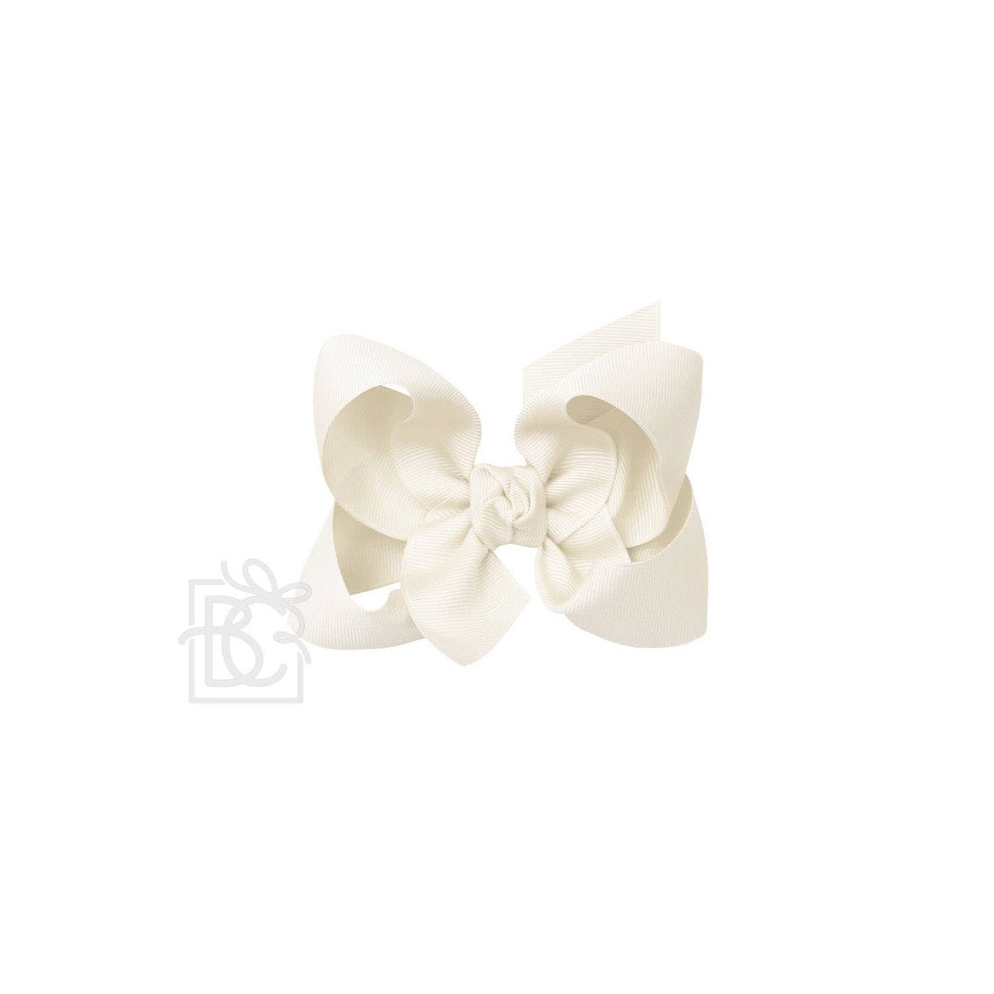 SIGNATURE GROSGRAIN BOW ON CLIP: 4.5" Large - 1.5" Ribbon on Alligator Clip / ANTIQUE WHITE