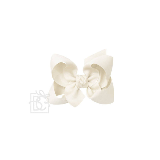 SIGNATURE GROSGRAIN BOW ON CLIP: 4.5" Large - 1.5" Ribbon on Alligator Clip / ANTIQUE WHITE