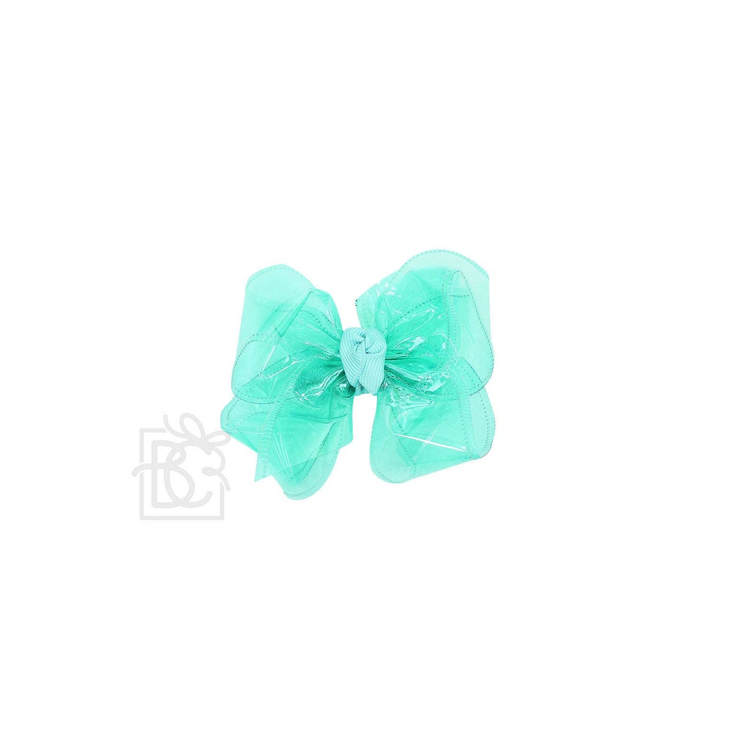 WATERPROOF BOWS ON ALLIGATOR CLIP: 5.5" Huge - 2.5" Ribbon on Alligator Clip / AQUAMARINE