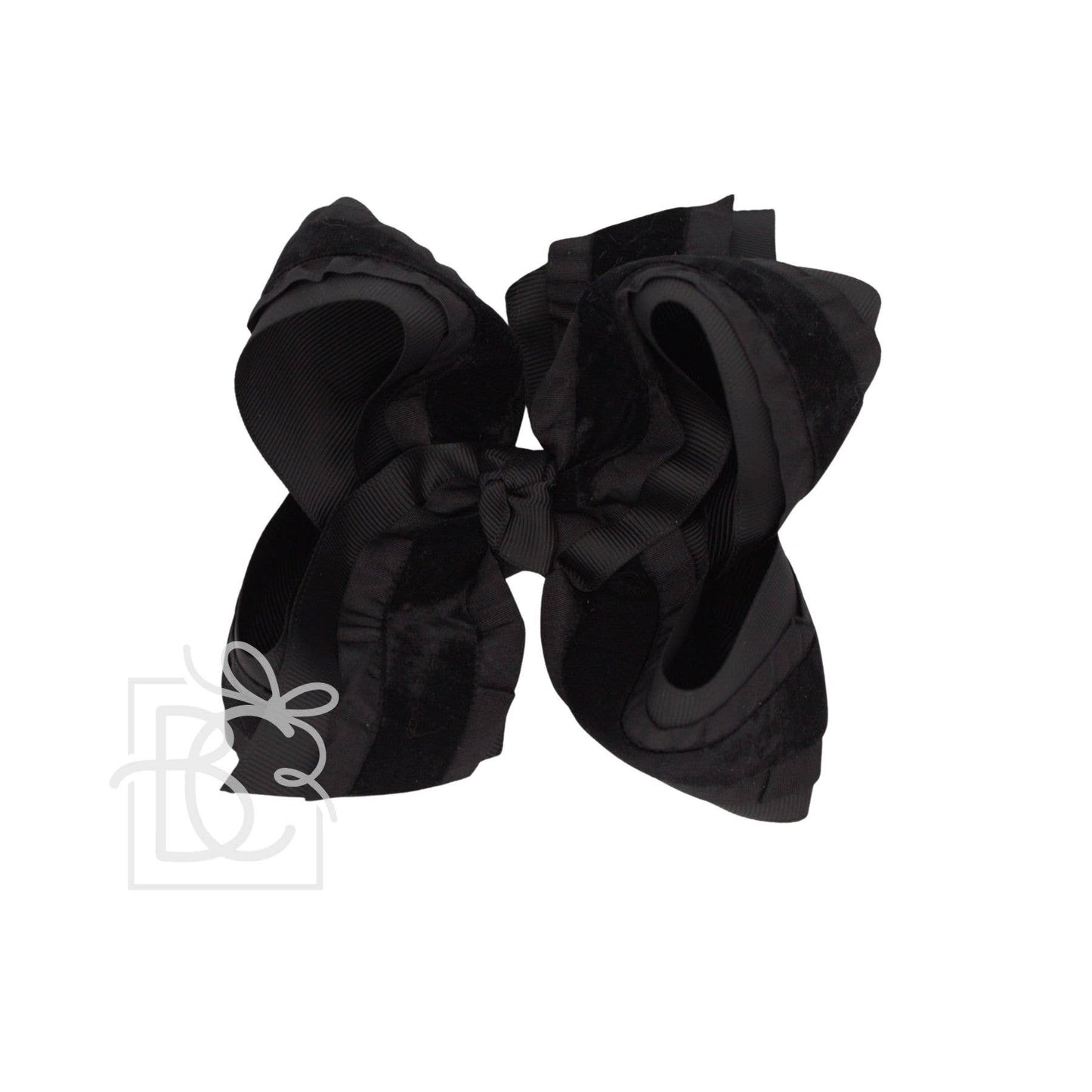 Double Ruffle/ Grosgrain Layered Hair Bow: Red / 5.5" Huge