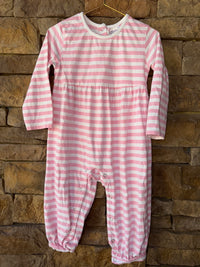 Stitchy Fish Pink Striped Romper 2T