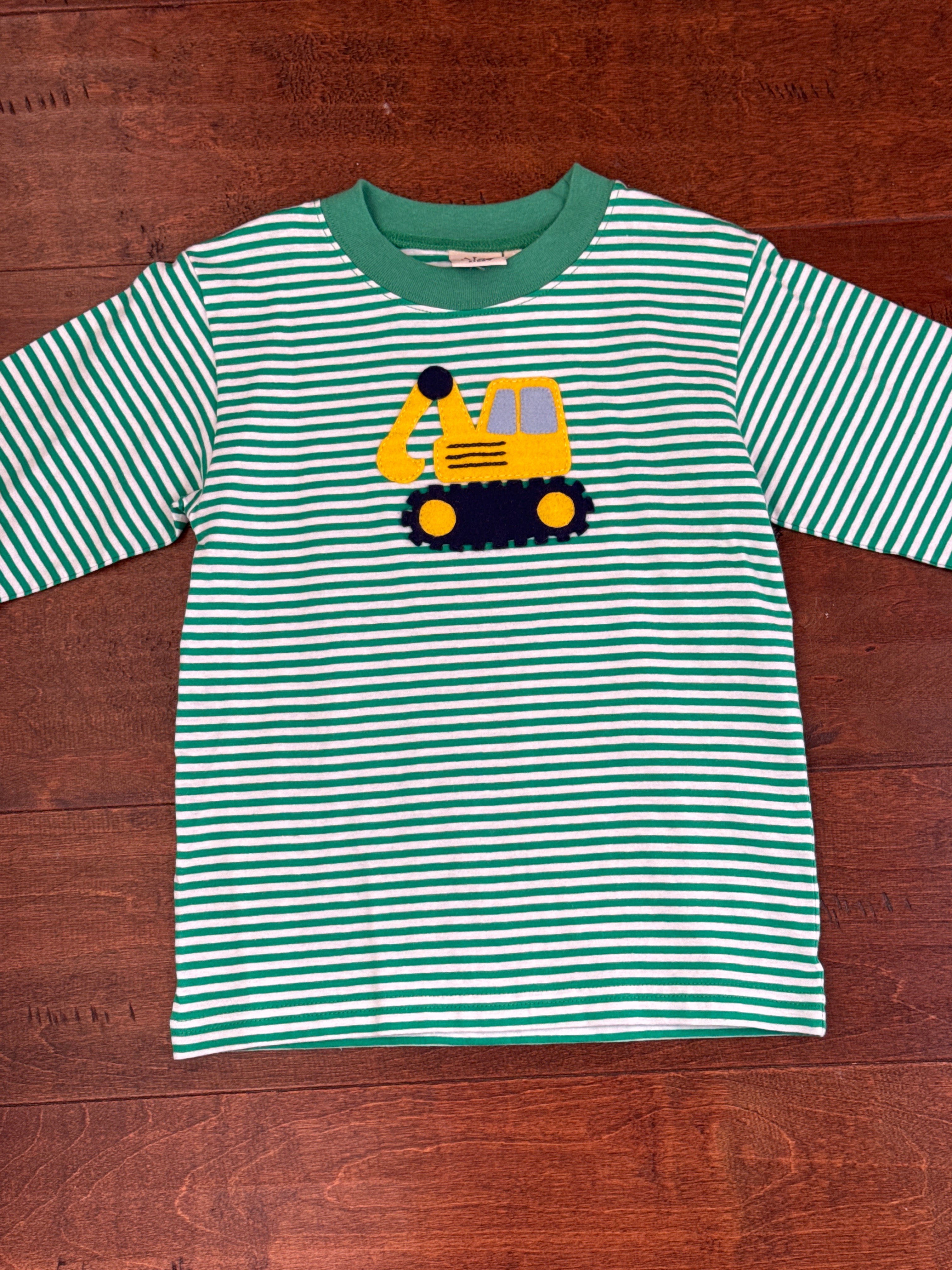 Luigi Kids Keely Green/White Construction Digger Applique 6