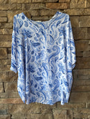 Adrienne Blue Paisley Flowy Top L