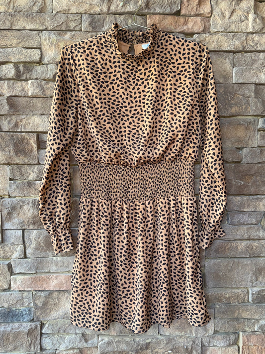 Leopard Spot Cinch Waist Mini Dress L