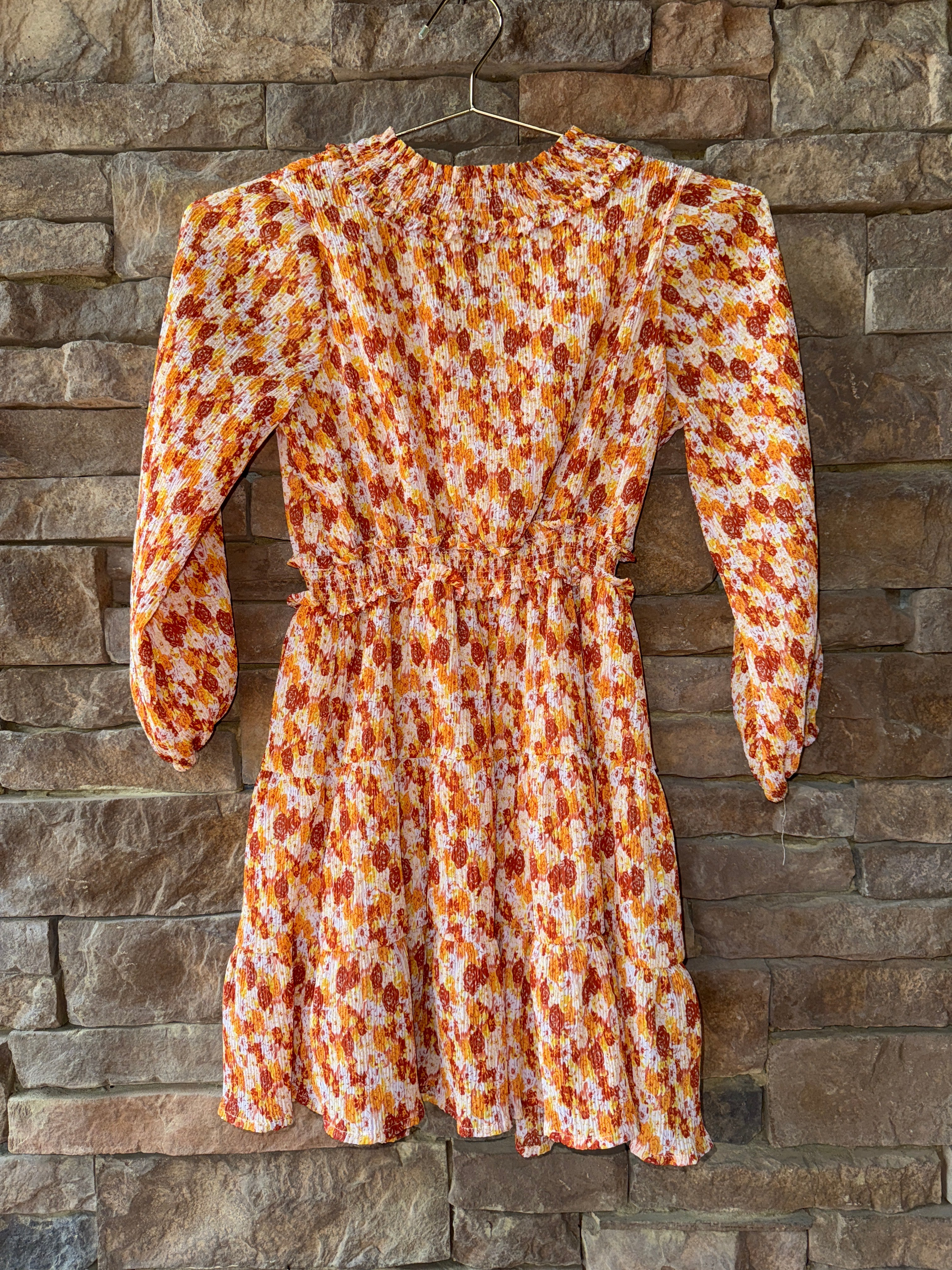 Hayden Girls Orange Floral Smocked Dress 8