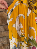 ANTHROPOLOGIE x ONE SEPTEMBER Paradiso Koi Fish Maxi Dress Yellow M