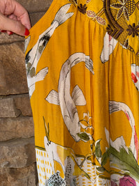 ANTHROPOLOGIE x ONE SEPTEMBER Paradiso Koi Fish Maxi Dress Yellow M