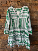 Green and White Long Sleeve Geometric Mini M
