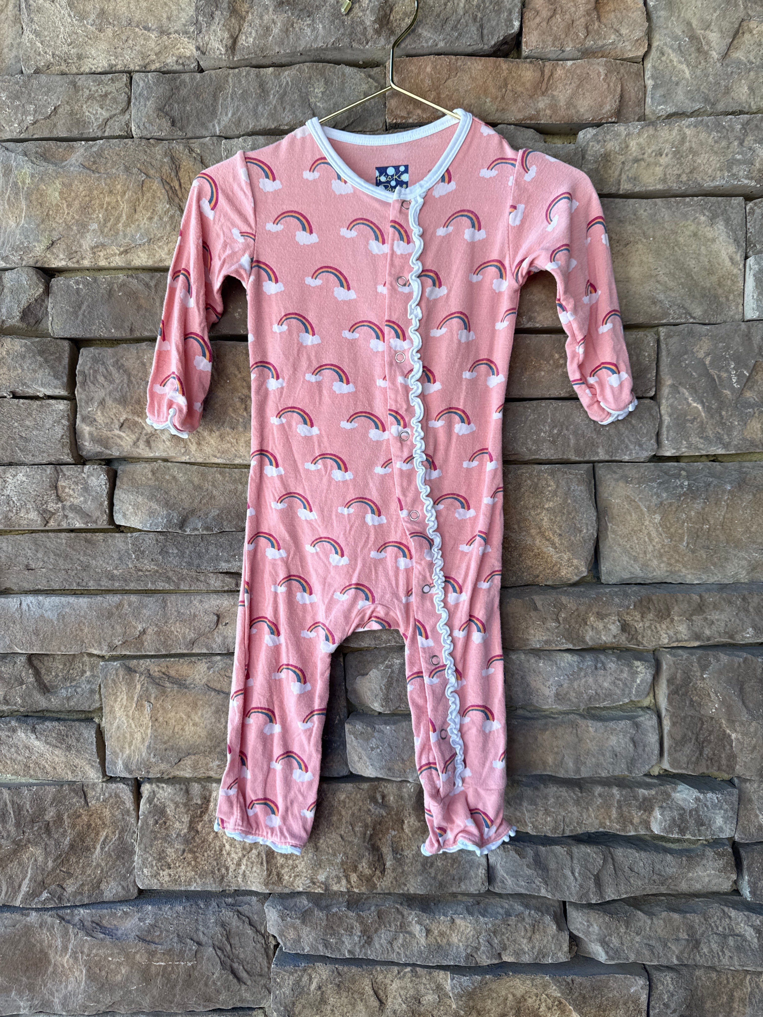 KicKee Pants Rainbow Ruffle PJs 6-9M