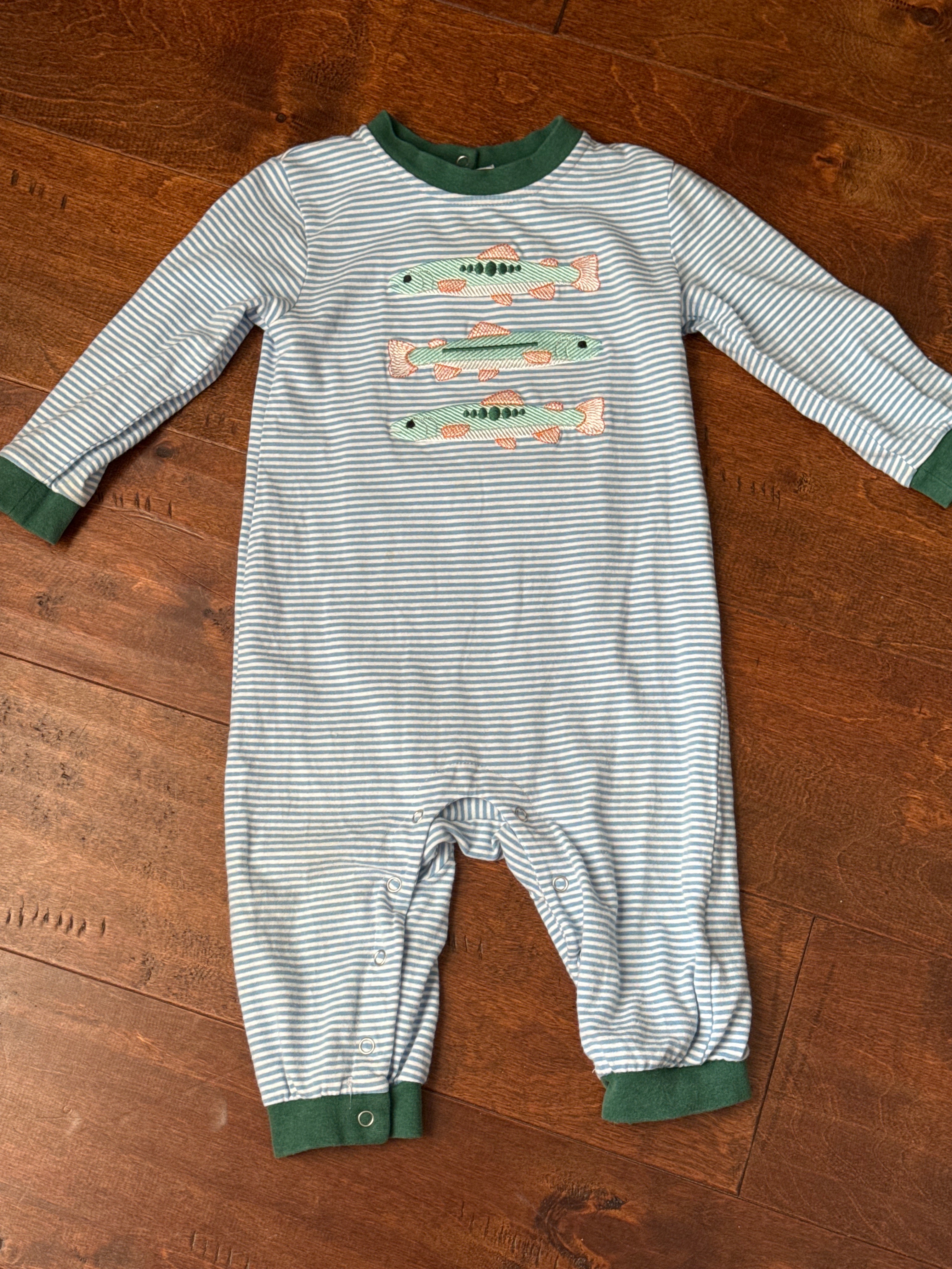 Trotter Street Fish Applique Longall 12M