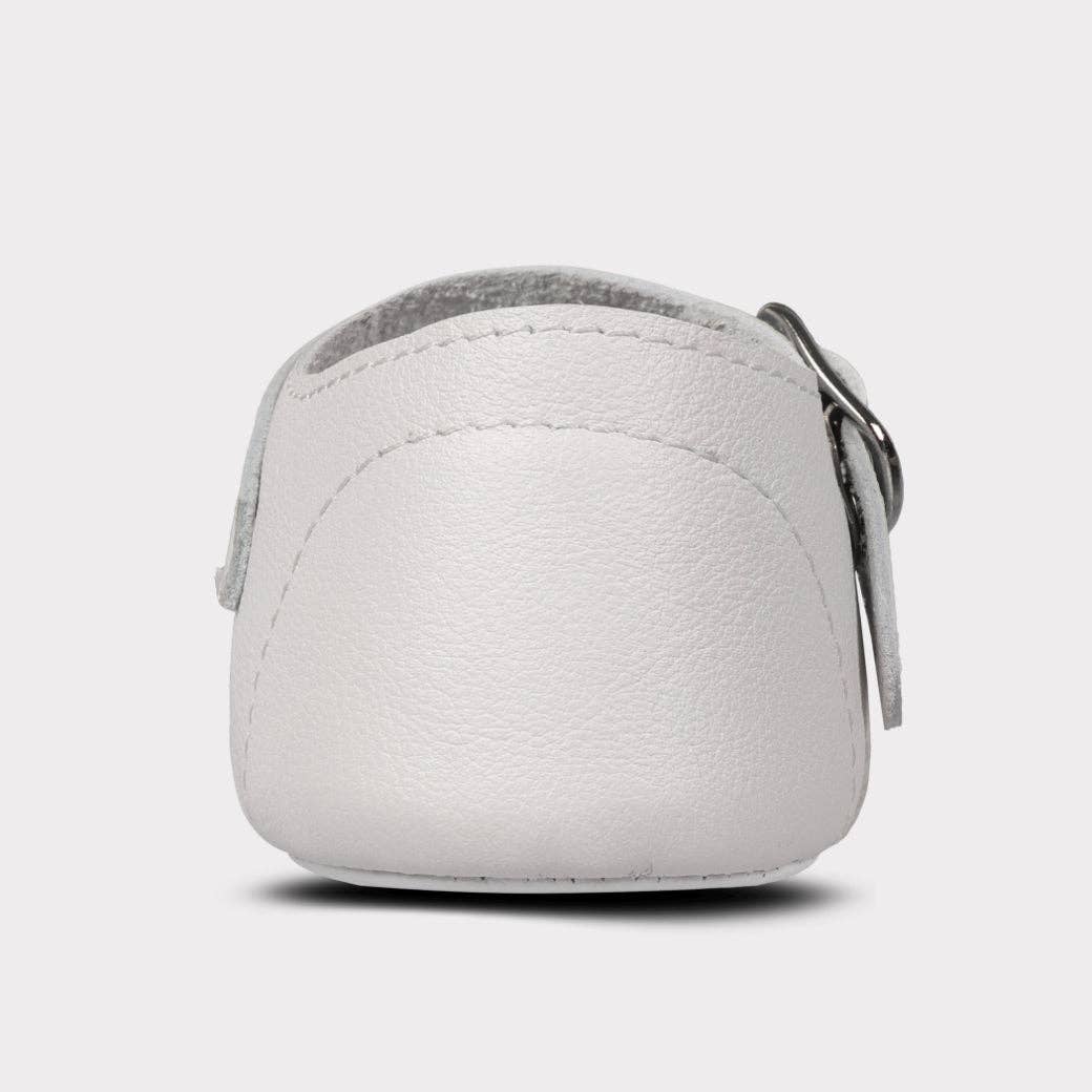 Darcy Girls Crib Hook & Loop Shoe: White Leather