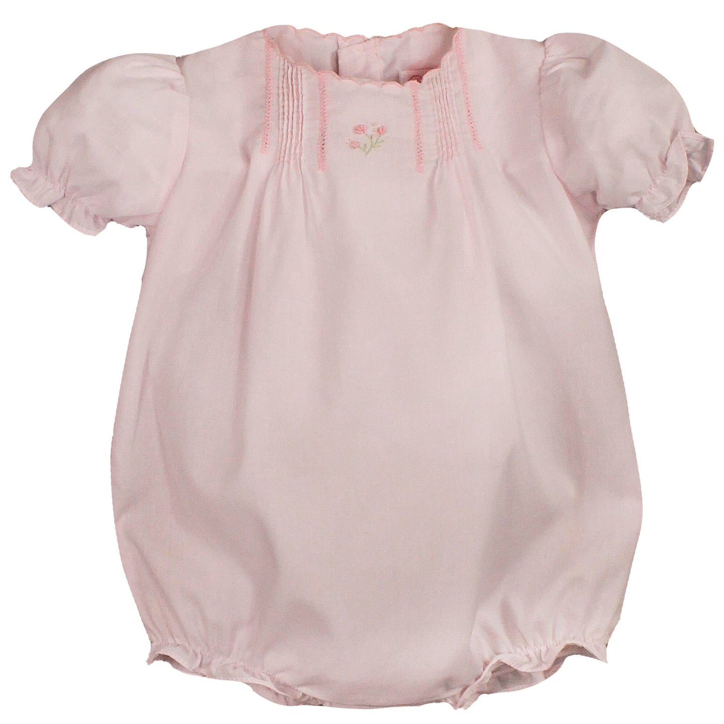 Flower Embroidered Heirloom Bubble: White