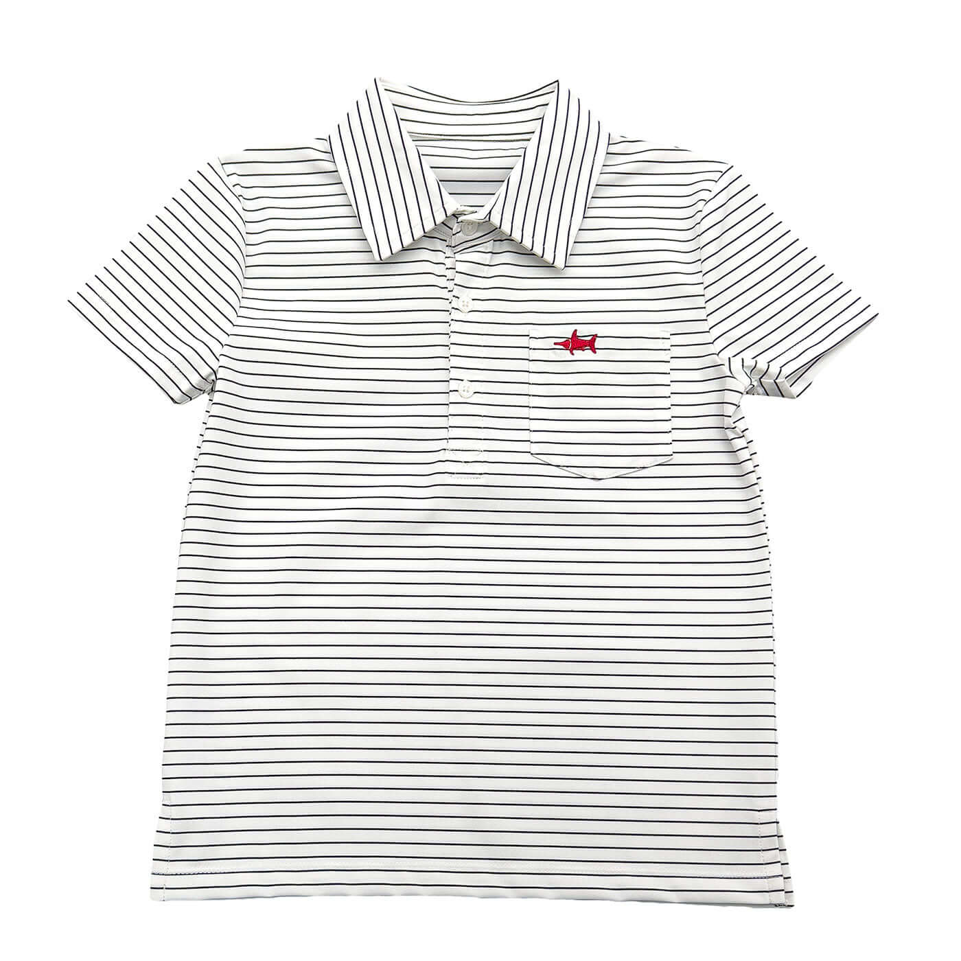 Marco Boys Performance Polo - Black/White Stripe
