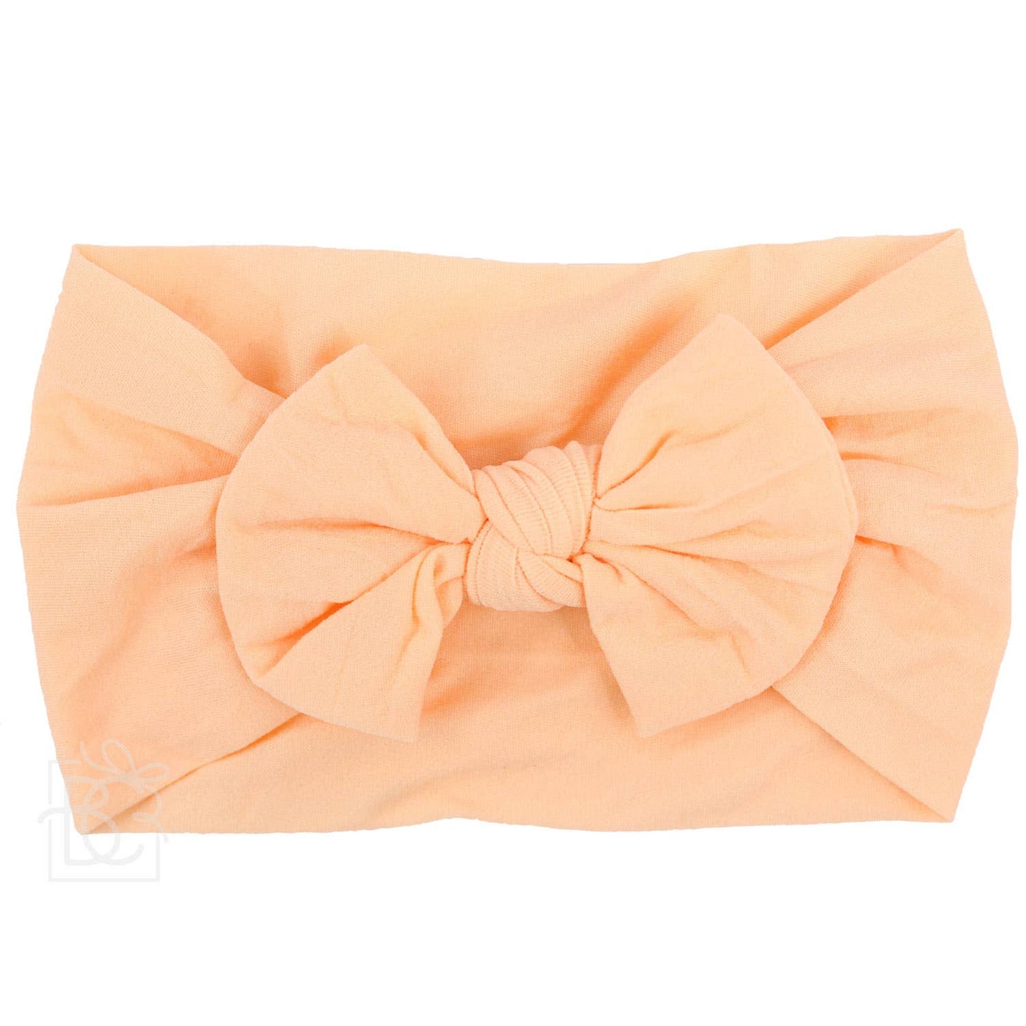 WIDE PANTYHOSE HEADBAND WITH KNOT BOW (SOLIDS): POWDER PINK