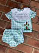 Busy Bee Smocks He is Not Here, He is Risen Bloomer Set 24M