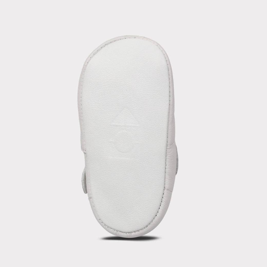 Darcy Girls Crib Hook & Loop Shoe: White Leather
