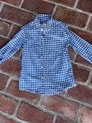 CrewCuts Light Blue Gingham LS Button Up Shirt 3T
