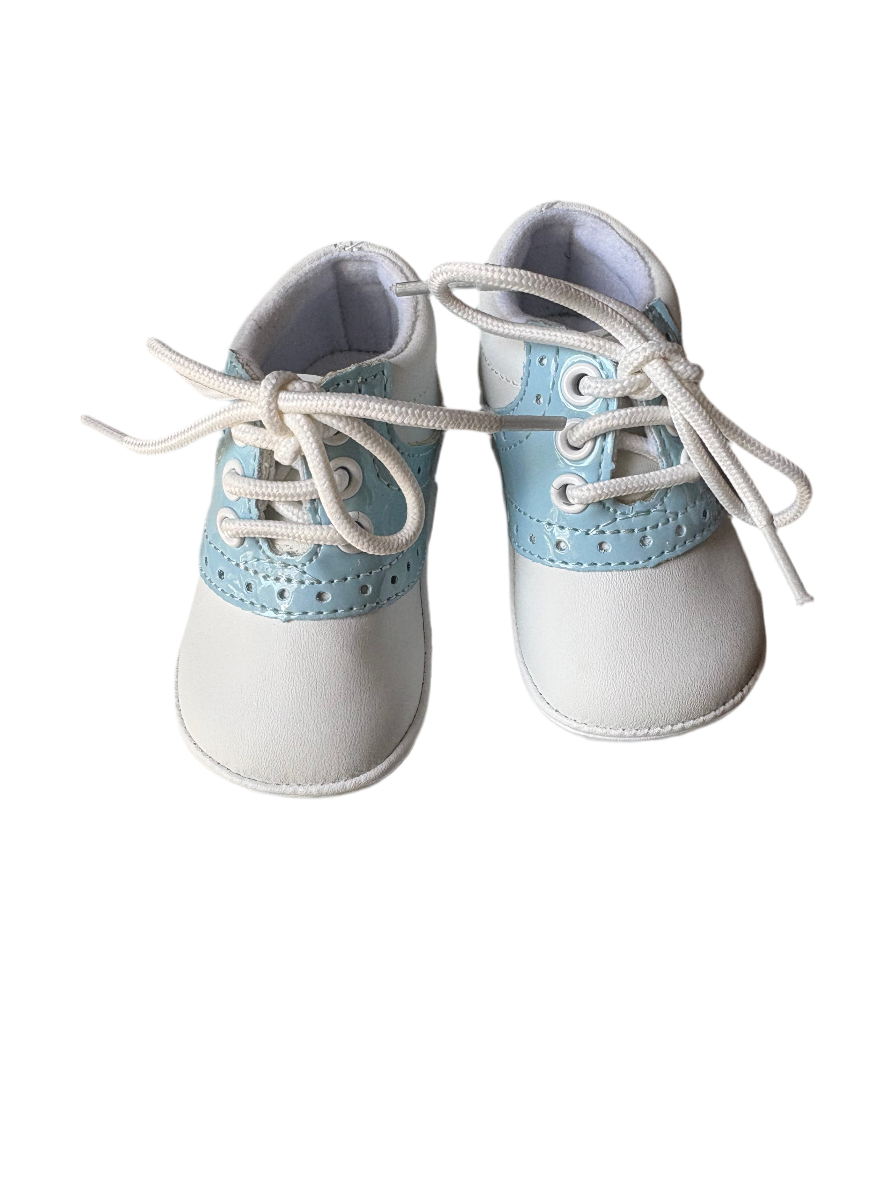 Angel Baby Shoes White and Blue Size 1
