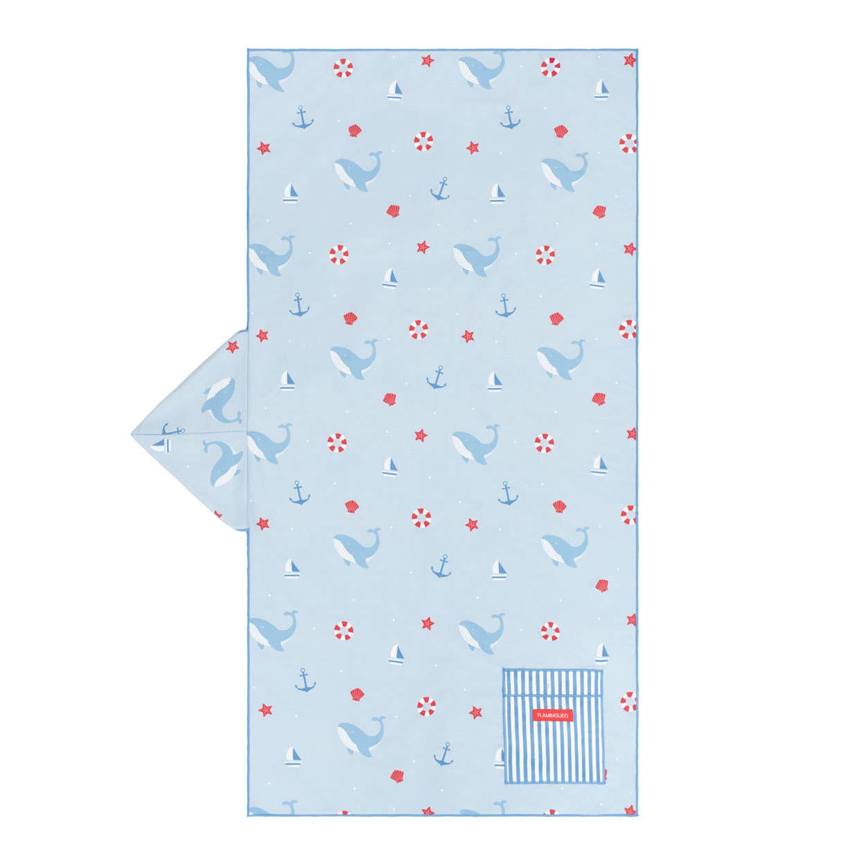 Blue children's hooded microfiber towel