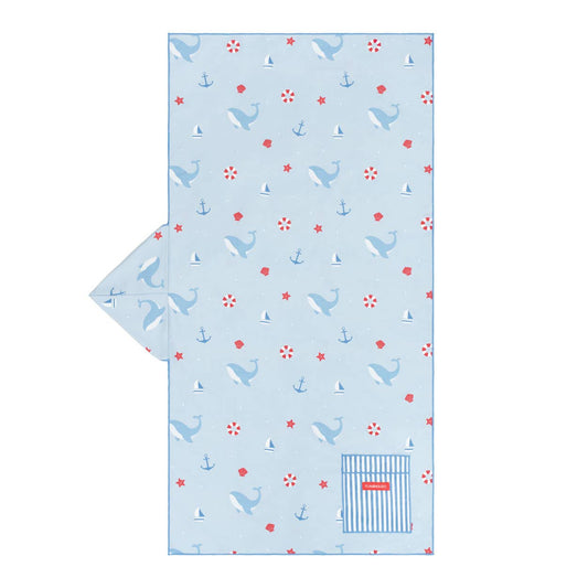 Blue children's hooded microfiber towel