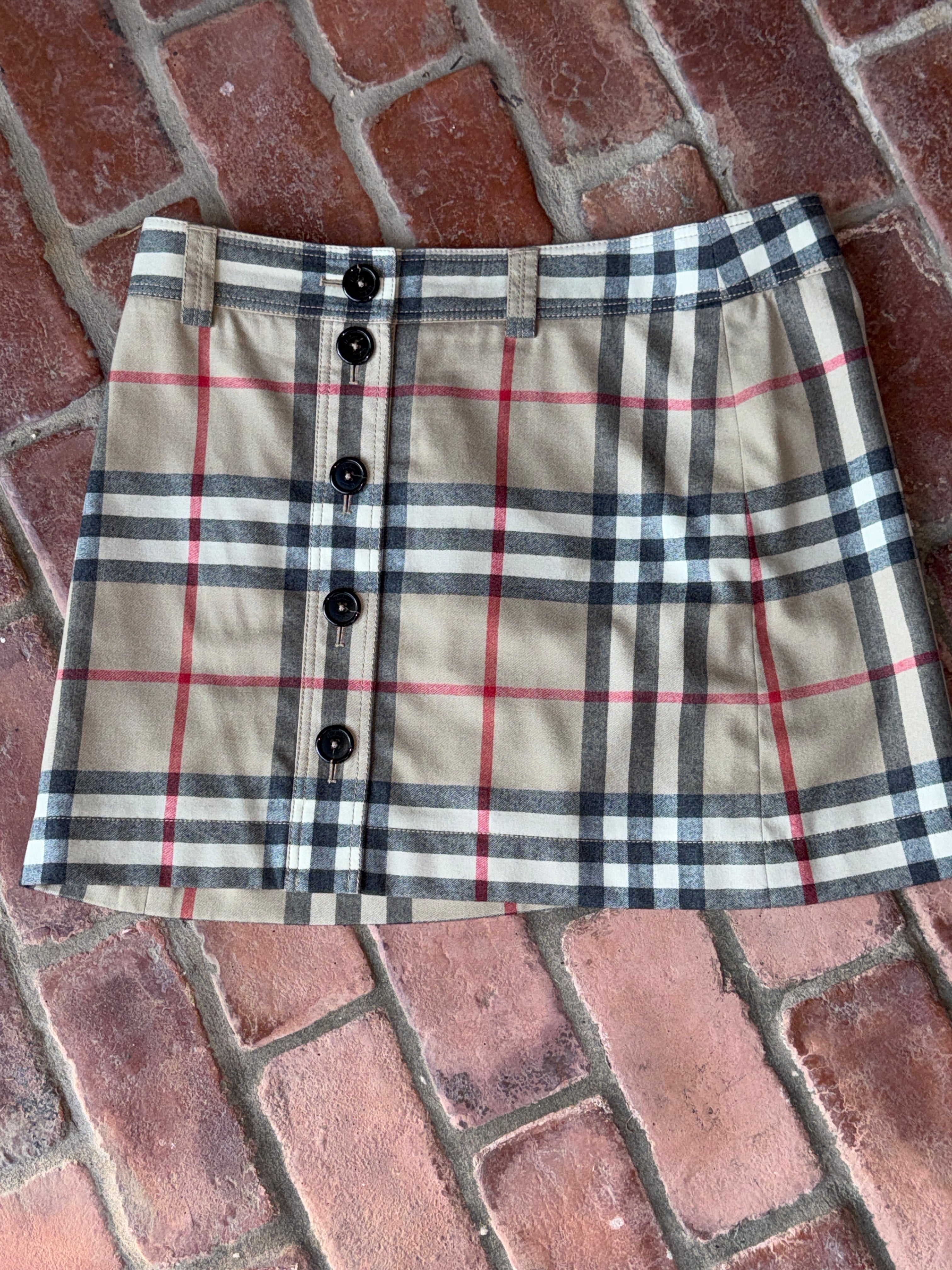 Burberry Plaid Mini Skirt Button Front 12