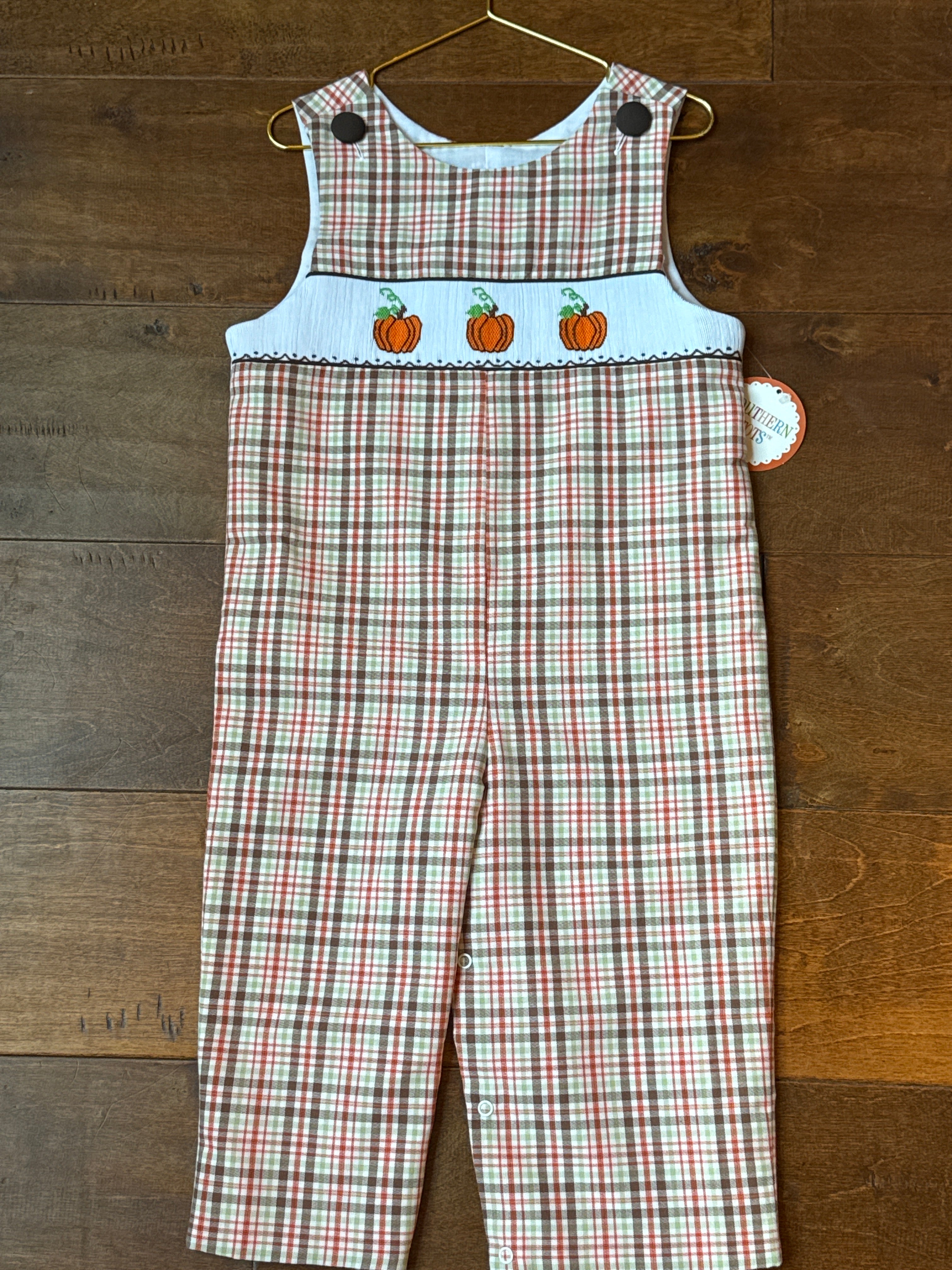 Southern Tots Pumpkin Smocked Longall 3T