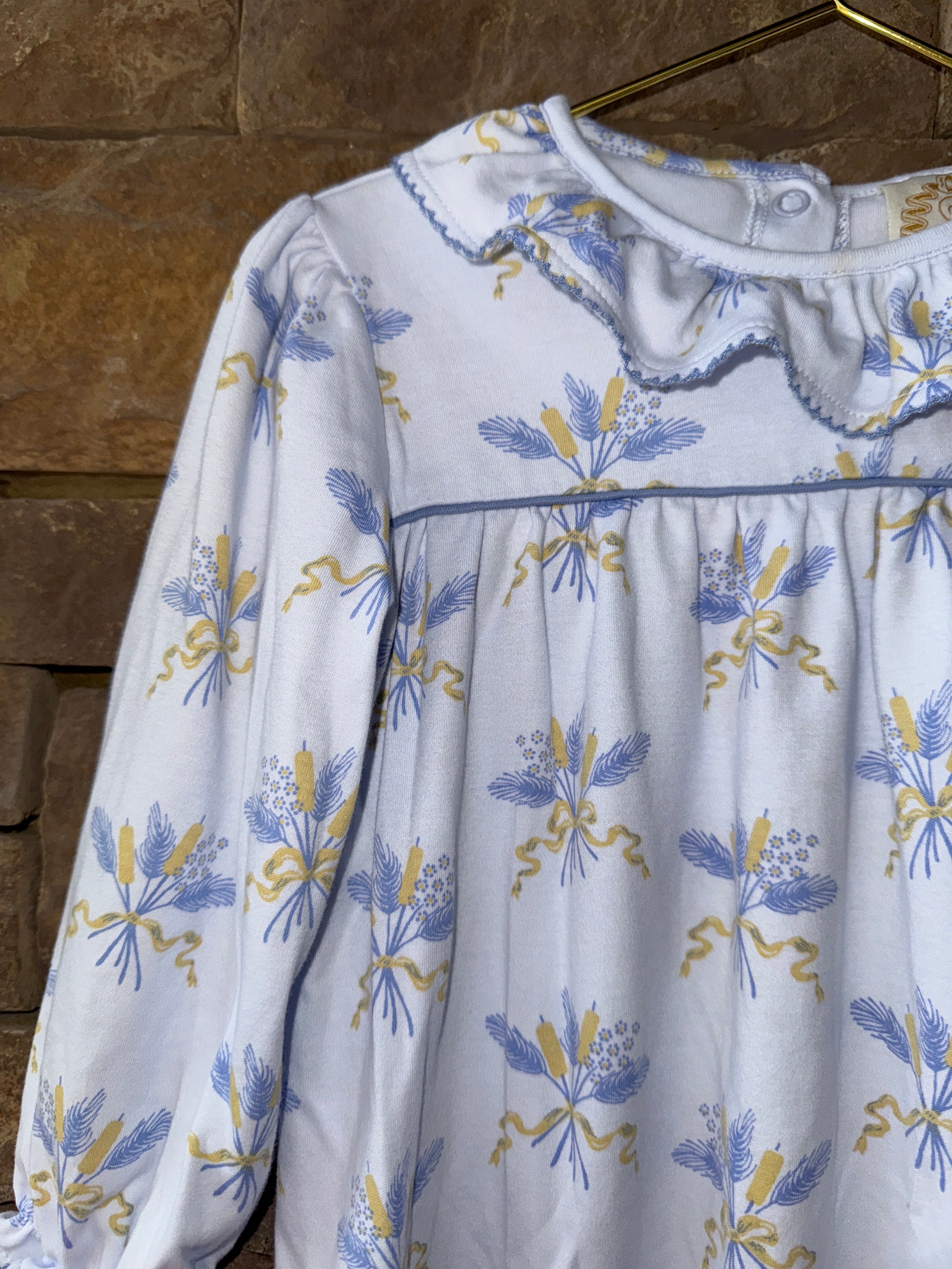 TBBC Blue Floral Ls Romper 3T