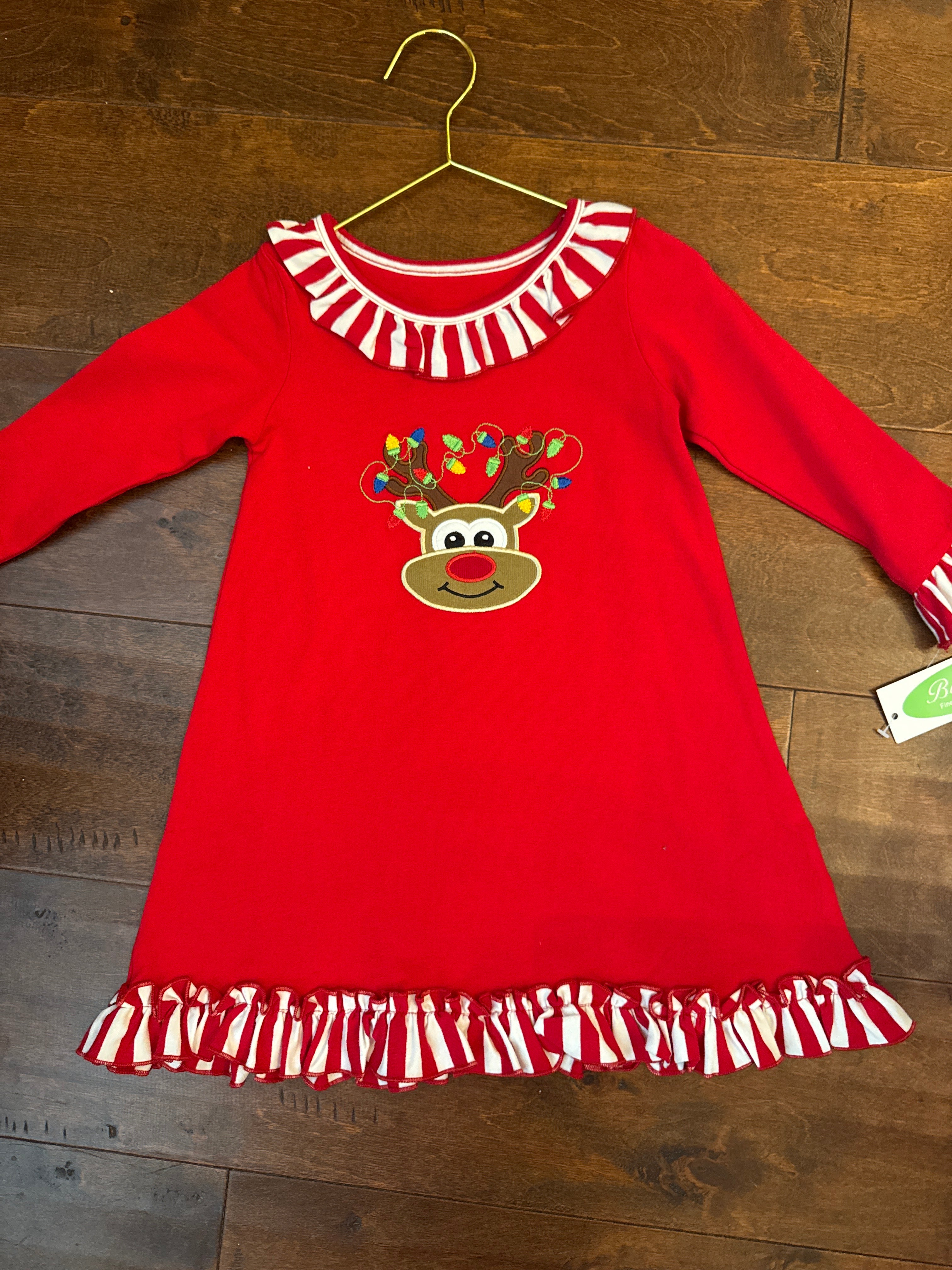 Be Mine Reindeer Applique Girls Gown 24m