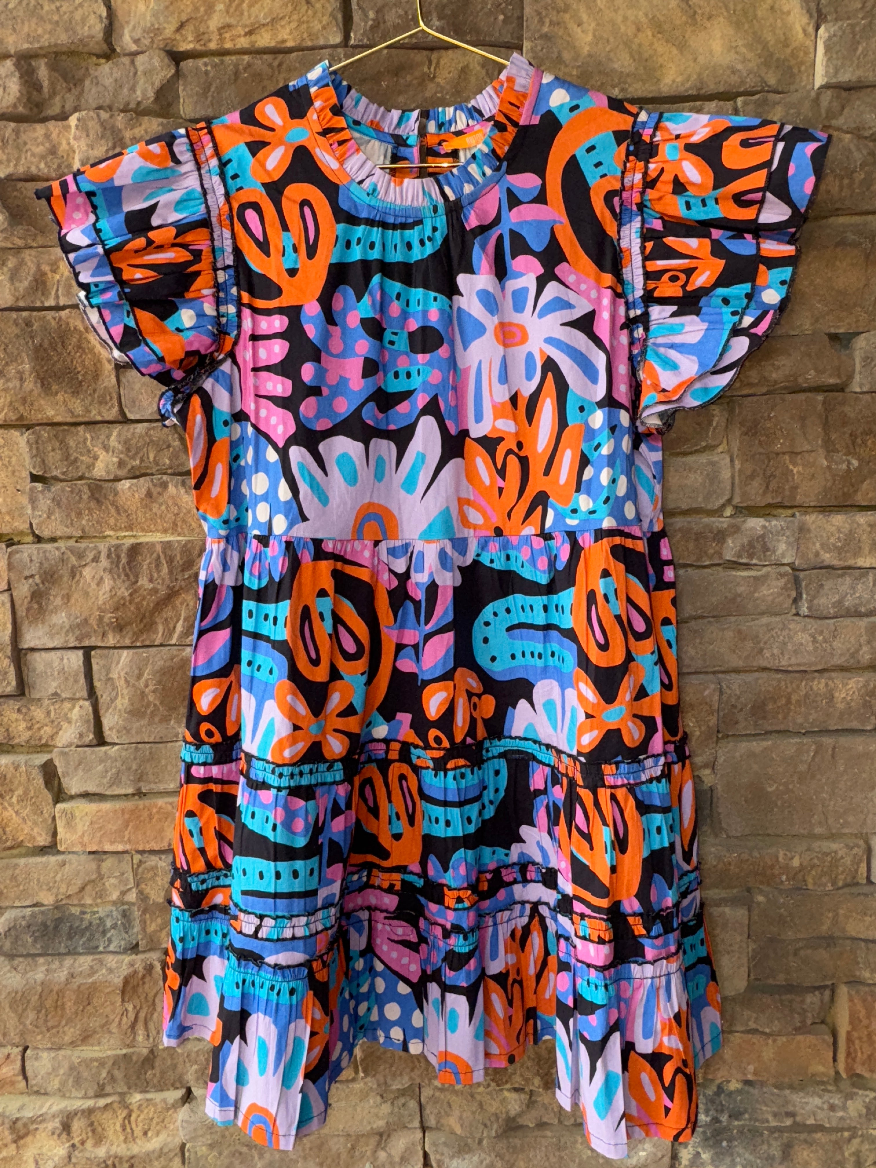 Briton Court Multi Floral Tiered Dress L