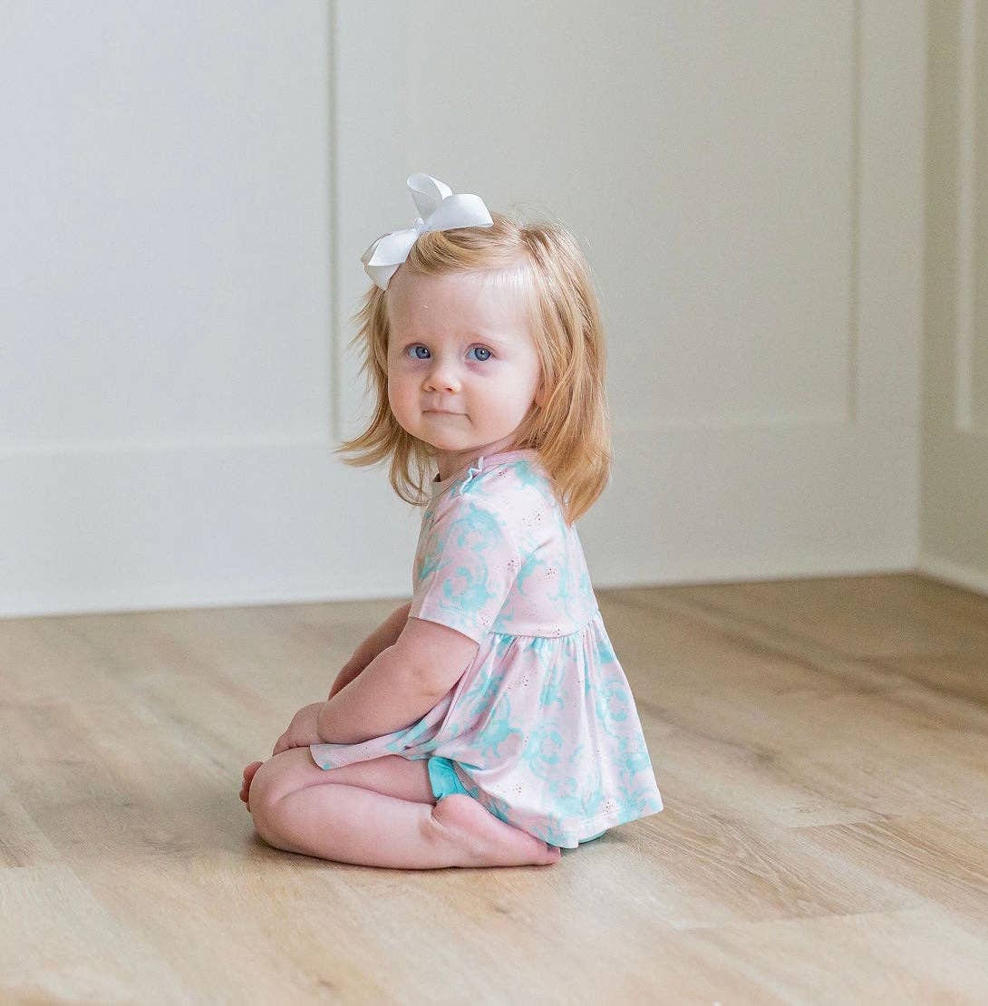 Pink/Blue Crab Peplum Set: 2T