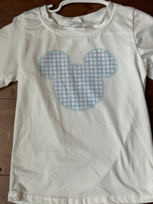 Mouse Blue Gingham Tee 4T