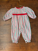 Sugar Dumplin Kids Gingham Red Green Romper 24M