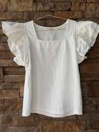 Jodifl Ruffle Sleeve White Top S