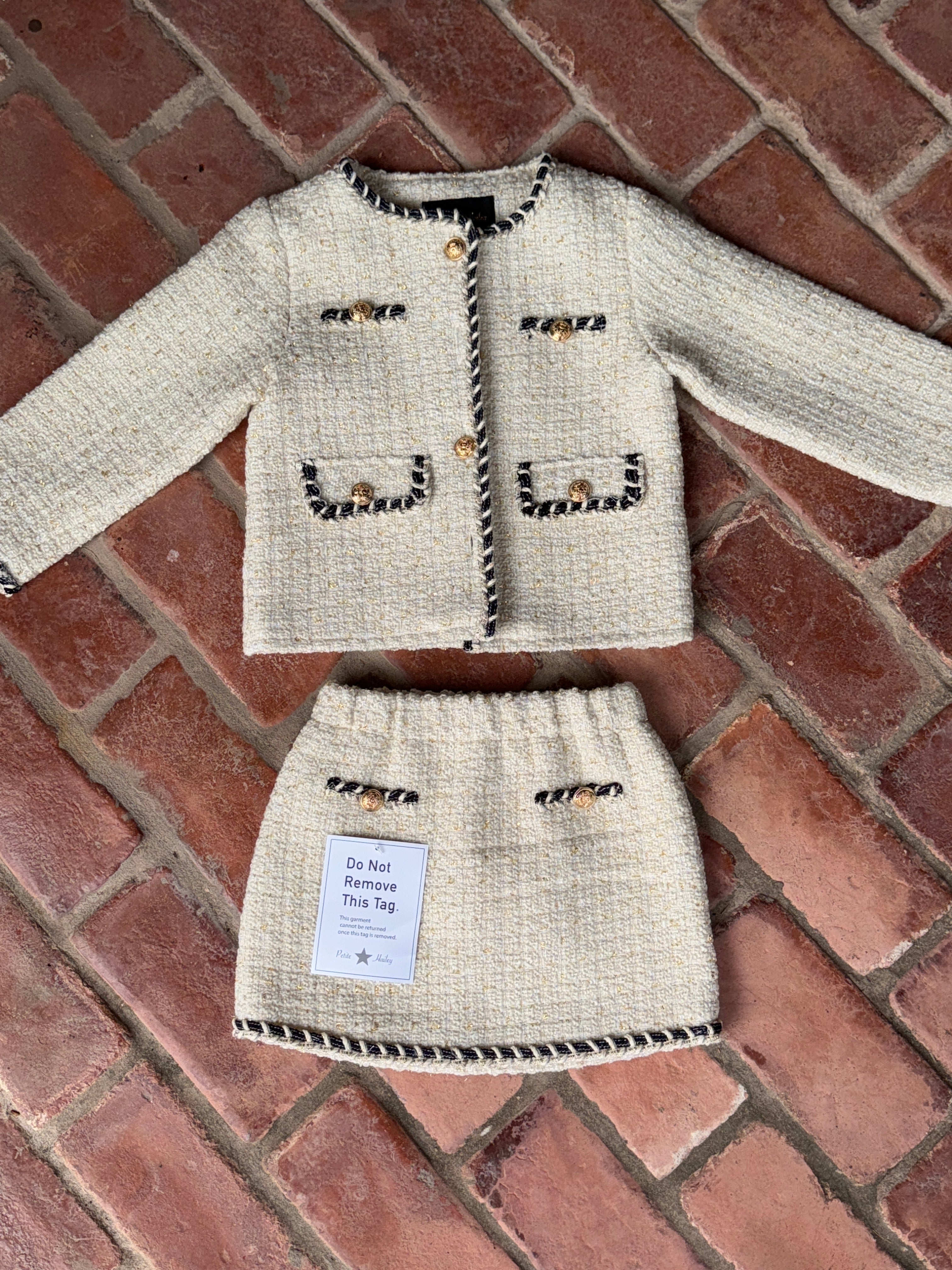 Petite Hailey Tweed Jacket Set Cream 5